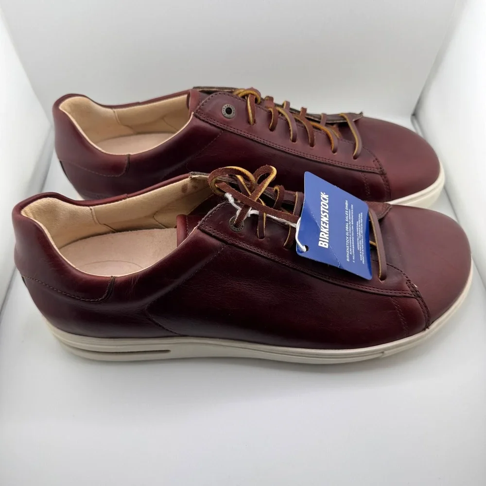 Birkenstock Bend Low Sneakers Mens 13 Maroon Leather New Scuffs Lace Up Comfort